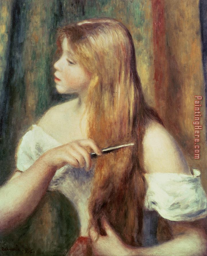 Pierre Auguste Renoir Blonde girl combing her hair
